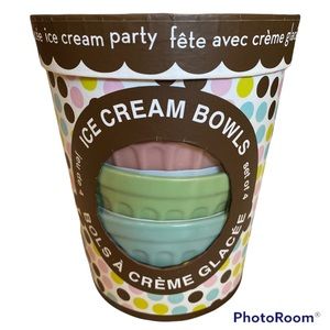 NIB Pier 1 imports STONEWARE SET OF 4 ICE CREAM PARTY BOWLS DESSERT DINNERWARE